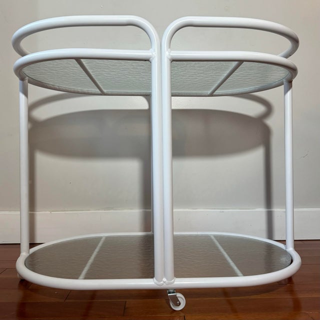 1960s Mid Century Brown Jordan Style White Patio Bar Cart For Sale In Los Angeles - Image 6 of 12