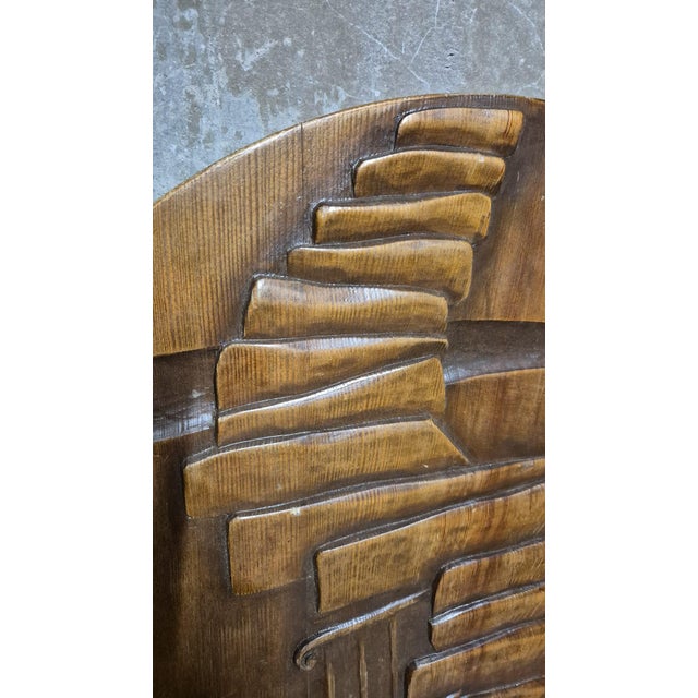 Mid-Century Modern Vintage Carved Wooden Sculptural Relief Wall Plaque, Czechoslovakia, 1940s For Sale - Image 3 of 8