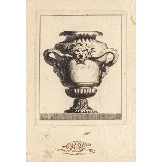 Image dimensions: 17.5 x 14 cm. Design for Vase is an original drawing in etching technique on paper, realized by L. N....