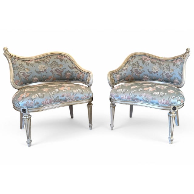 1950s Maison Jansen Inspired Leaf-Back Slipper Chairs - A Pair For Sale - Image 10 of 18