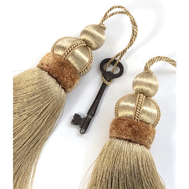 Gold Key Tassels With Cut Velvet Ruche a Pair Chairish