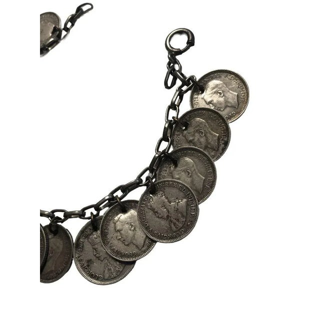 Wwii Era Canadian, English & Australian Solid Silver Coin Charm Bracelet For Sale - Image 4 of 7