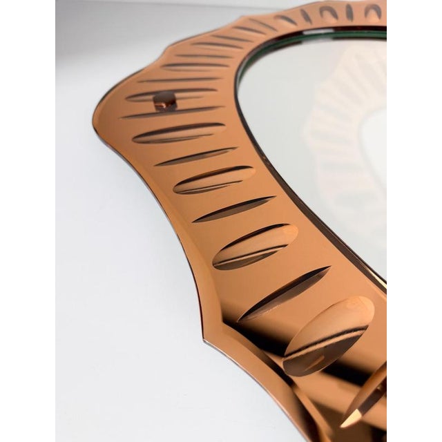 Glass Vintage Italian Peach-Pink Crystal Mirror, 1950s For Sale - Image 7 of 18