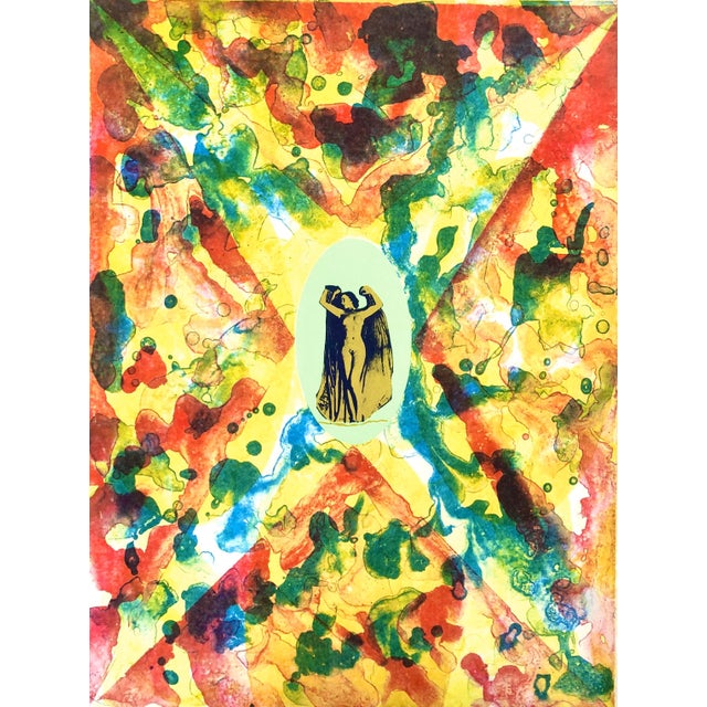 1970s Surrealist Pop Art Nude Angel Lithograph Print Psychedelic Color, c.1970 For Sale