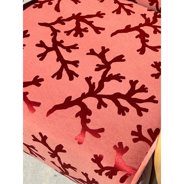 Textile Vintage Mid Century Modern Pair Heywood Wakefield Lounge Pink Velvet Armchairs Restored Art Deco Model M340c For Sale - Image 7 of 12