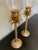Hollywood Regency Vintage Large Brass Palm Candleholders With Hurricanes- a Pair For Sale - Image 3 of 9