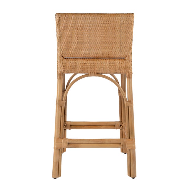 Wood Serienna 24.5 in. Seat Height Rectangular Rattan Low Back Counter Stool, Natural Rattan For Sale - Image 7 of 10