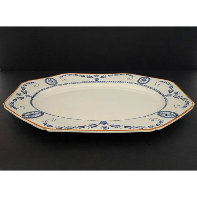 Mid Century Wood & Sons Broadmoor Blue Octagonal Ironstone Turkey Serving Platter For Sale - Image 9 of 12