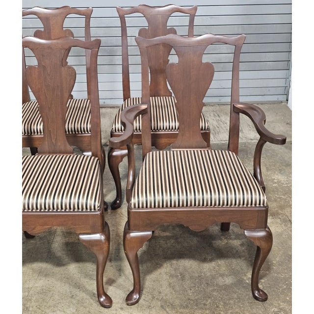 Late 20th Century Late 20th Century Set of 6 Statton Chippendale Solid Cherry Dining Chairs Old Towne Maryland Made For Sale - Image 5 of 11