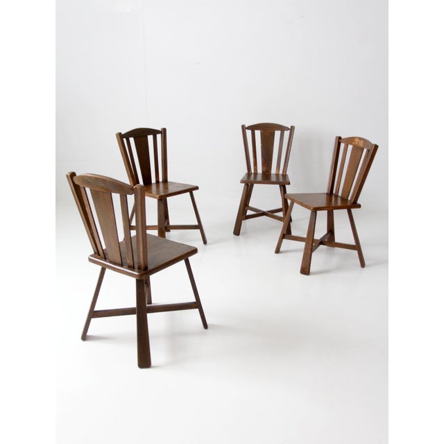 Mid-Century Folk Wood Dining Chairs Set of 4 For Sale - Image 6 of 17