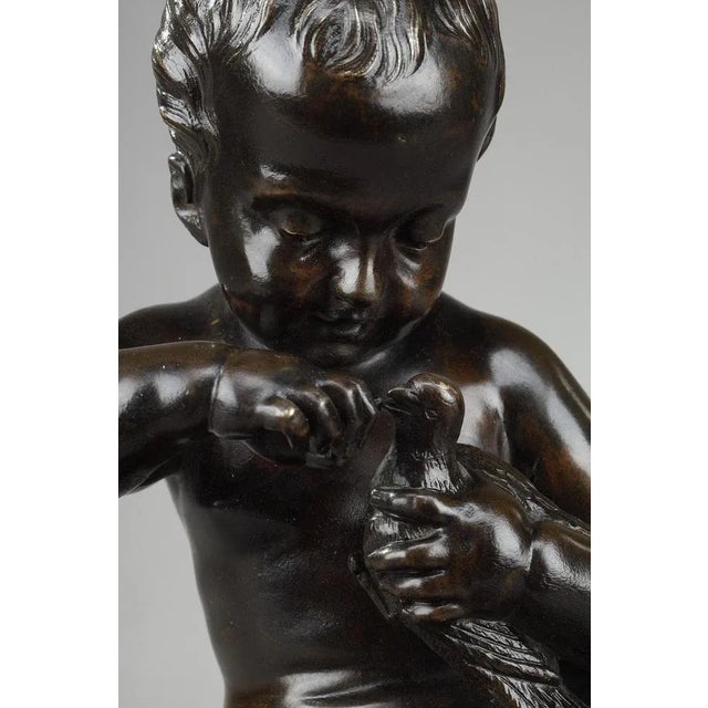 Pigalle Style Bronze Girl With the Bird and the Shell Statue For Sale - Image 10 of 16