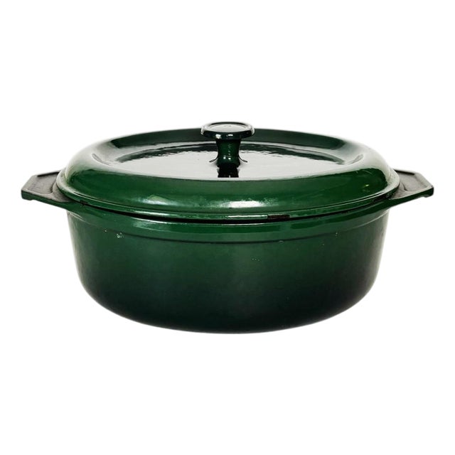 Green Cast Iron Casserole Dish, France, 1970s For Sale
