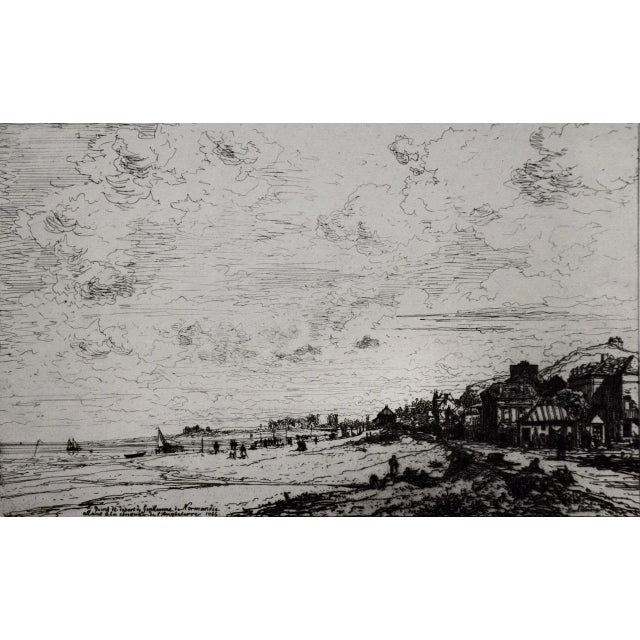 Traditional The Beach in Normandy, France, Near Bayeux: A 19th C. Etching by Maxime Lalanne, 1868 For Sale - Image 3 of 6