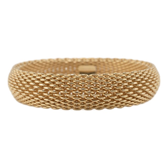 Tiffany & Co. 18k Yellow Gold 15 Link Rows Somerset Mesh Bangle Bracelet For Sale