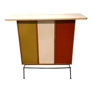 Mid-Century Color Block Wood Dry Bar For Sale