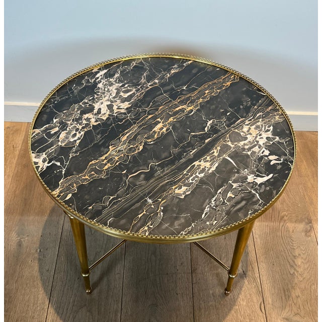 1940s 1940s Maison Ramsay Round Coffee Table with Marble Top For Sale - Image 5 of 12