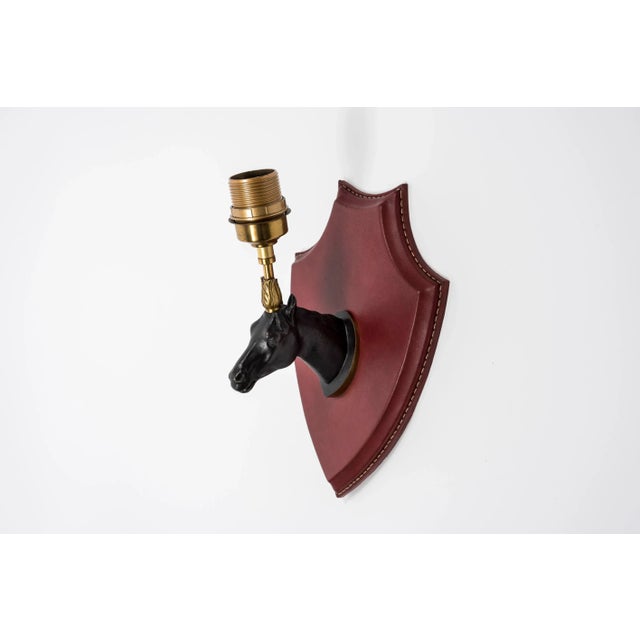 1950s Leather Wall Lights by Jacques Adnet, 1950s, Set of 2 For Sale - Image 5 of 8