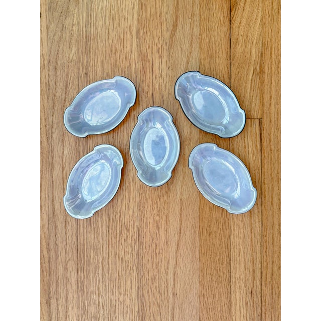 Antique Opalescent Lustreware Celery Salt Cellars, Germany- Set of 5 For Sale - Image 4 of 11