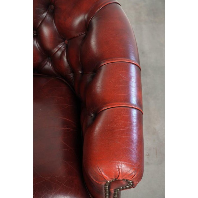 Red Chesterfield Cowhide Club Armchair in Red For Sale - Image 8 of 14