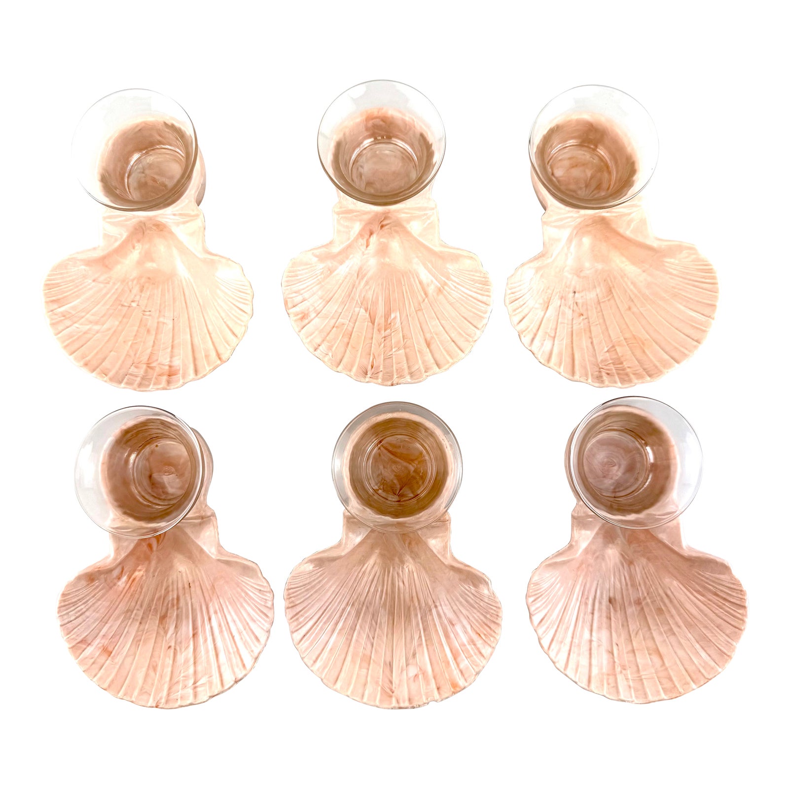 Mid 20th Century Karoff Shell Snack Dishes With Glass Inserts Serveware ...