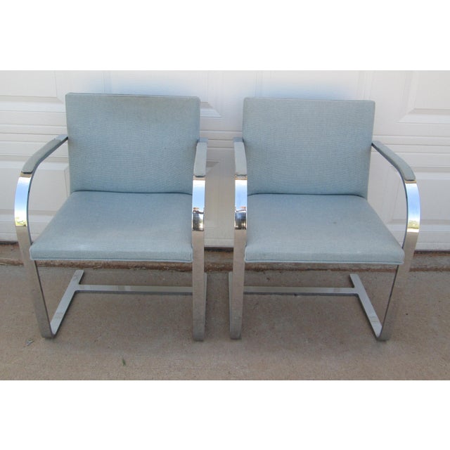 Late 20th Century 2 Ludwig Mies Van Der Rohe Flat Arm Brno Chairs Gordon International For Sale - Image 9 of 15
