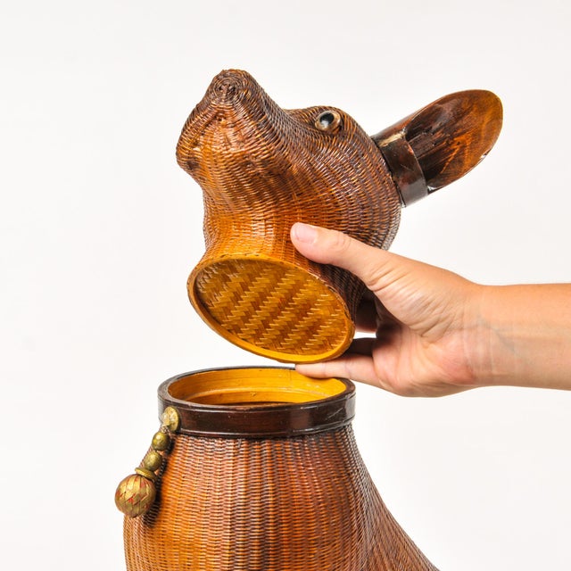 Exquisite Vintage Woven Wicker Dog Basket Shanghai Handicrafts For Sale - Image 9 of 18