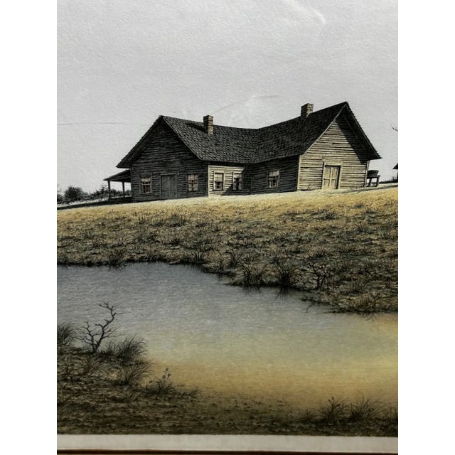 Paper Butler Brown Hand-Signed & Remarqued Original Lithograph, the Old Georgia Farmhouse (1977), Franklin Mint Edition, Framed, Coa For Sale - Image 7 of 12