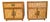 Vintage Faux Bamboo Pair of 2 Nightstands With Herringbone Parquet Rattan Fronts, in the Style of Dixie For Sale