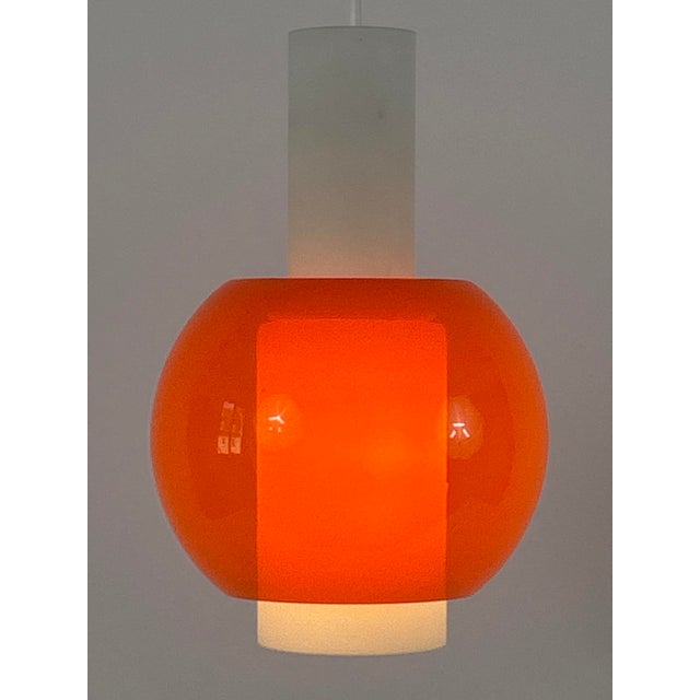 1960s Mid-Century Pendant Lamp in Metal and Opaline Glass from Bünte & Remmler, Germany, 1960s For Sale - Image 5 of 18