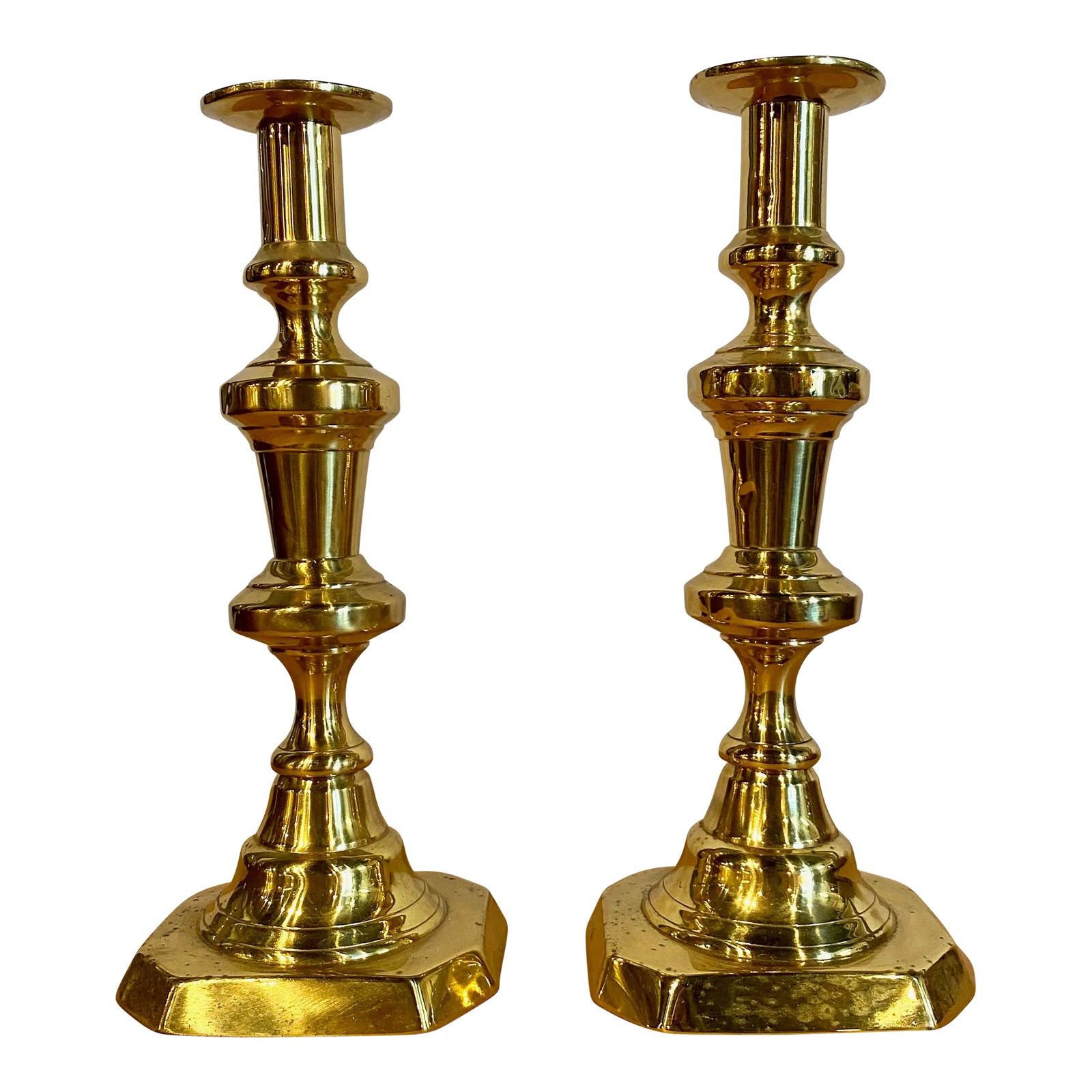 Pair Antique Brass Candlesticks Chairish