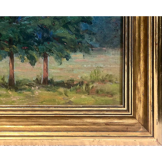 Forest Green Kansas Farmland Plein Air Landscape, by Maude J. Mitchell (1875-1957) For Sale - Image 8 of 10
