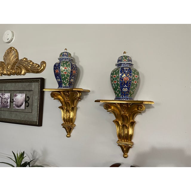 Vintage Italian 14.5" Neoclassical Giltwood Decorative Shelf Brackets - A Pair For Sale - Image 18 of 18