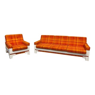 70s Vintage Sleeper Sofa & Lounge Chair Set For Sale