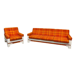 70s Vintage Sleeper Sofa & Lounge Chair Set