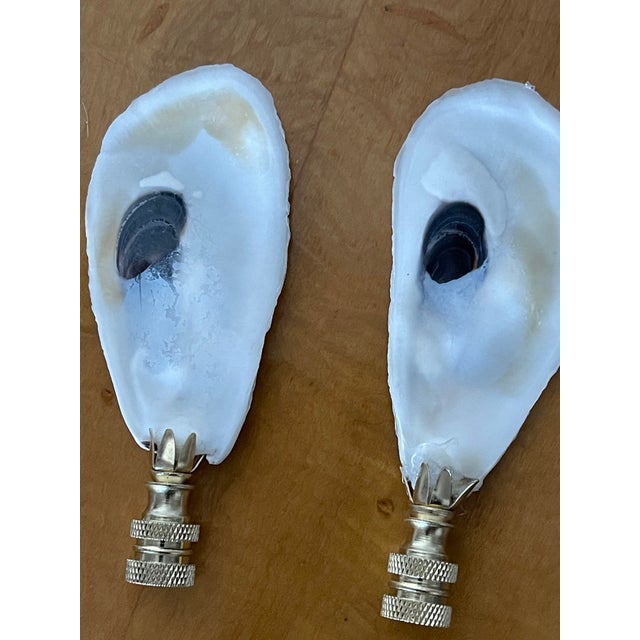 Contemporary 1960s Oyster Shell Lamp Finials - a Pair For Sale - Image 3 of 4