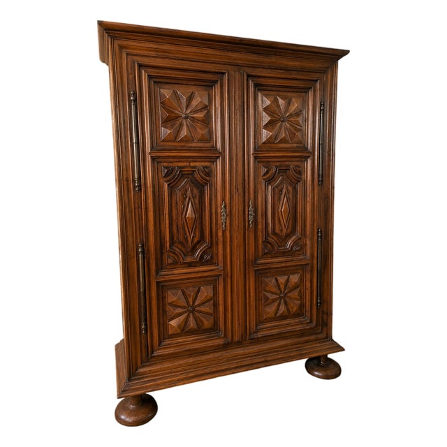 17th Century Louis XIII Wardrobe in Molded and Carved Walnut For Sale