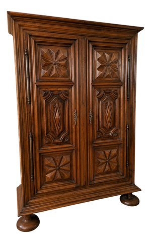 17th Century Louis XIII Wardrobe in Molded and Carved Walnut