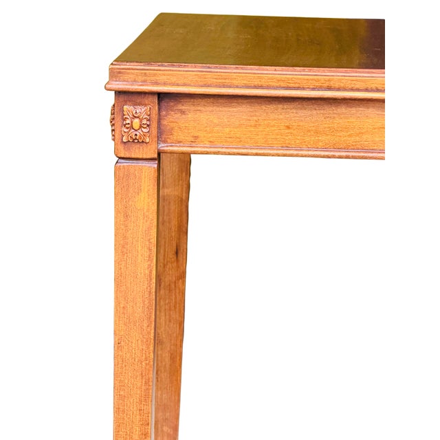 Vintage Neoclassical Mahogany Side Table | Louis XVI Revival Accent Table | Carved Rosettes & Fluted Legs | Circa 1930s–1950s For Sale - Image 10 of 13