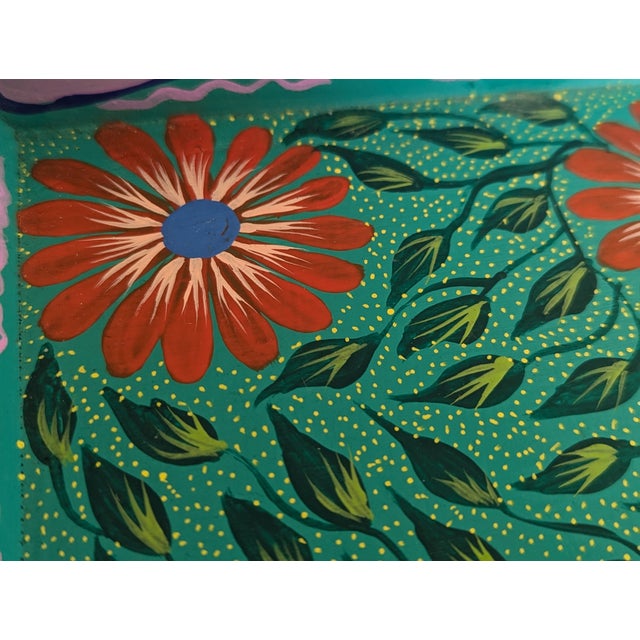 Original Hand Painted Folk Art Style Tray For Sale - Image 10 of 17