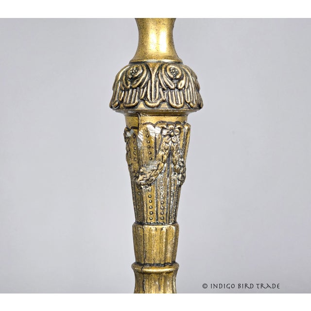 Antique Italian Ornate Gold Candelabra 5 Arms With Koi Fish and Flower Accents For Sale - Image 10 of 11