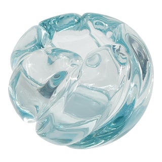 Stella Polaris Light Blue Crystal Vase for Orrefors Sweden by Vicke Lindstrand C1940s For Sale