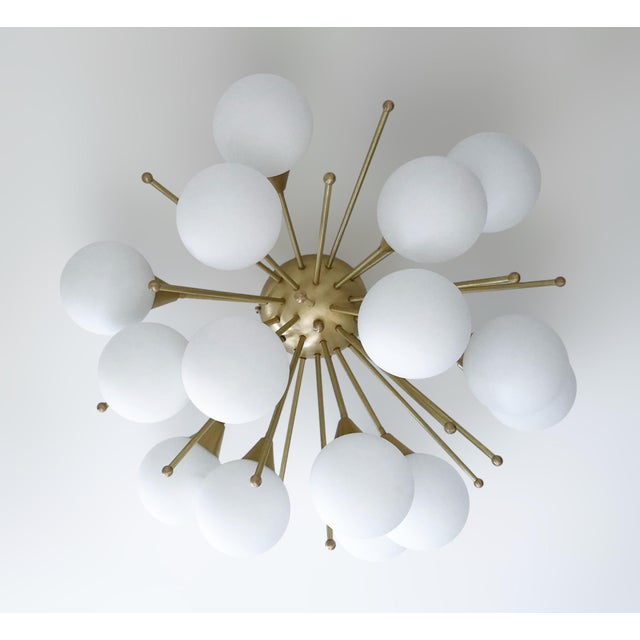 21st Century Mezzo Satin Brass Matte White Murano Flush Mount by Fabio LTD For Sale - Image 6 of 10