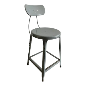 Vintage Industrial Gray Metal Bar Stool
