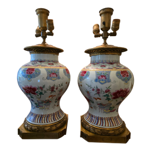 Antique Museum Quality French Bronze Porcelain Pr Lamps