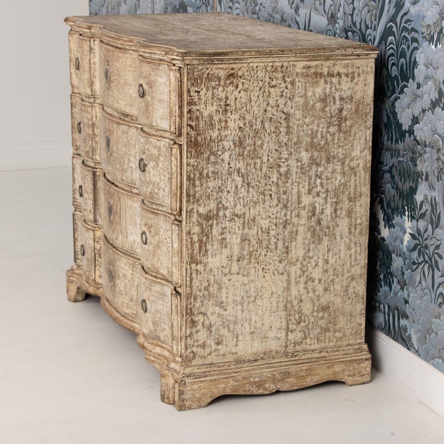 Wood 18th C. Danish Baroque Arbalète Shaped Commode in Original Patina For Sale - Image 7 of 17