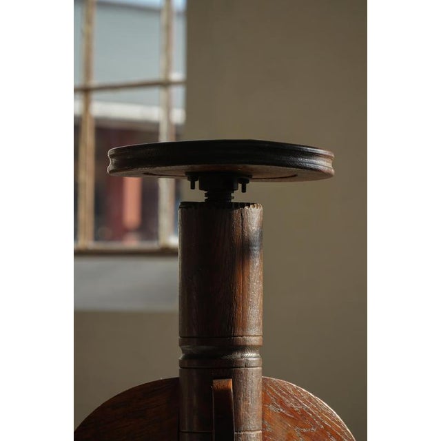 Danish Art Nouveau Adjustable Stool in Carved Wood, 1920s For Sale - Image 9 of 18