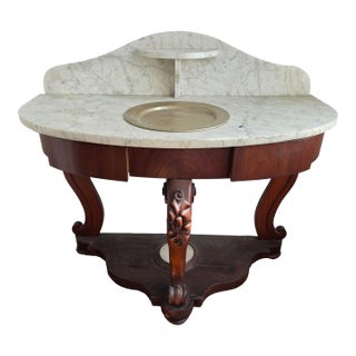 Antique Mahogany and Marble Wash Stand For Sale