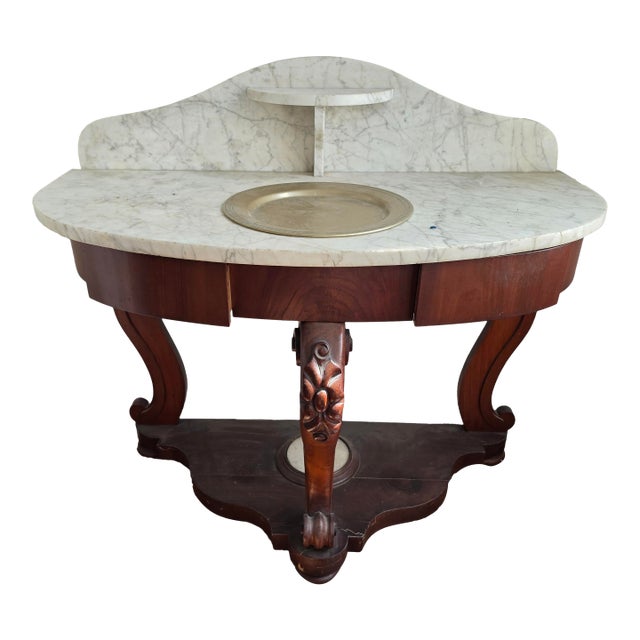 Antique Mahogany and Marble Wash Stand For Sale