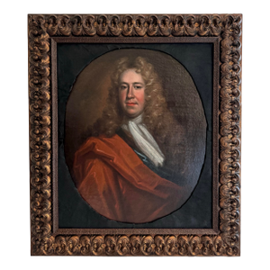 Early 18th Century English Portrait of an Gentleman in Powdered Wig