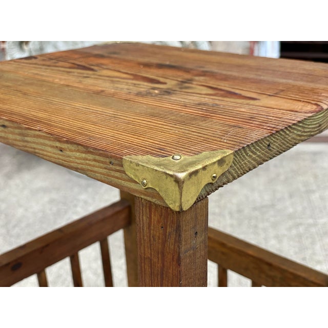 Vintage Farmhouse Country Pine Plant Stand Occasional Side Table For Sale - Image 6 of 12